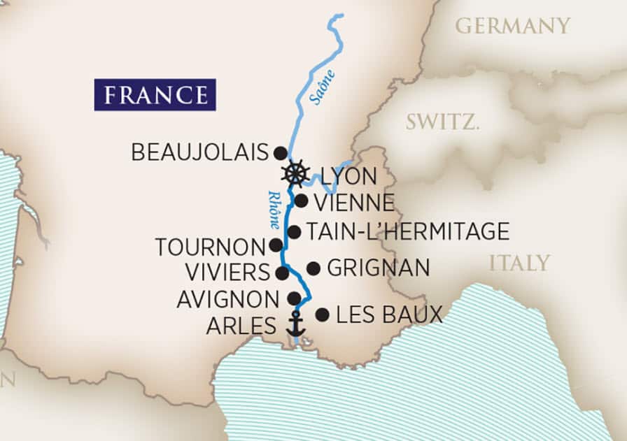 Colors of Provence (Wine Cruise) Itinerary Map